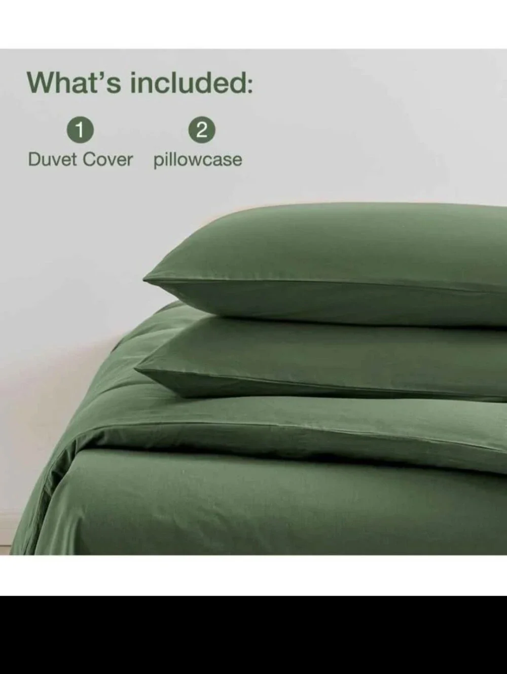 Green Duvet Cover Full Size - 100% Washed Cotton New